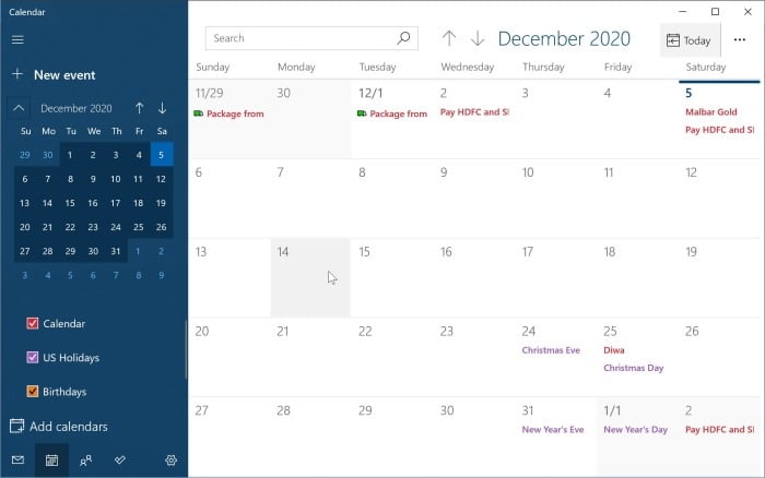 Hinzufügen oder Entfernen von Ereignissen Erinnerungen in Windows 10-Kalender - Hier finden Sie 